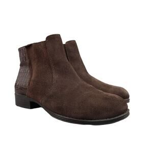Naturalizer Shoes Womens 6 Booties Classic Comfort Leather Croc Ankle Boot Brown